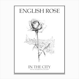 English Rose In The City Line Drawing 2 Poster Canvas Print
