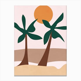 Palm Trees On The Beach Canvas Print