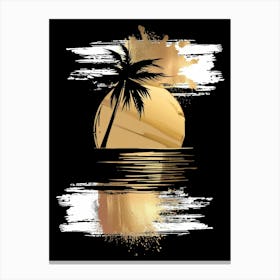 Sunset With Palm Tree Canvas Print