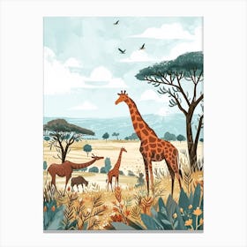 Modern Illustration Of Two Giraffes 5 Canvas Print