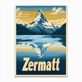 Aihrgdesign A Mid Century Modern Travel Poster For Zermatt 3 Canvas Print