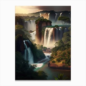 Iguazu Falls, Argentina And Brazil Realistic Photograph (2) Canvas Print