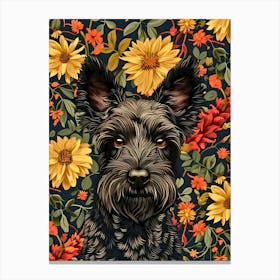 Scottish Terrier Inspired by William Morris Canvas Print