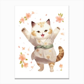 Kawaii Cat Drawings Dancing 4 Canvas Print