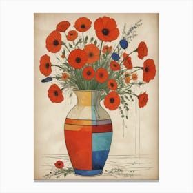 Poppies In A Vase 1 Canvas Print