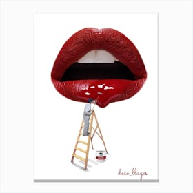 Bouche rouge à lèvres Canvas Print