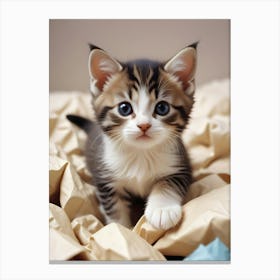 Kitten On A Bed Canvas Print