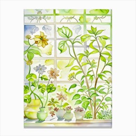 Watercolor Of A Window Sill Canvas Print