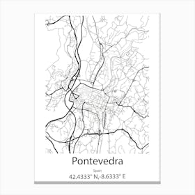 Pontevedra,Spain Minimalist Map Canvas Print