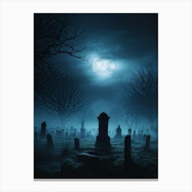 Graveyard At Night 31 Canvas Print