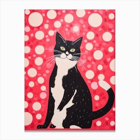 Cat On A Red Background 1 Canvas Print