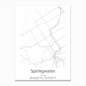 Springwater,Canada Minimalist Map Canvas Print