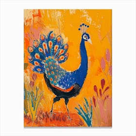 Colourful Brushstroke Peacock 5 Canvas Print