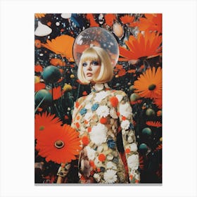 Retro Floral Collage Canvas Print