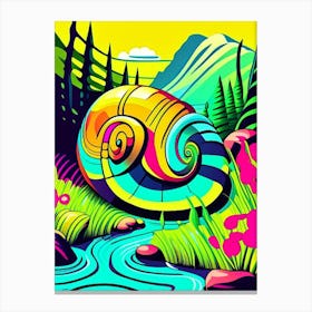 Snail By Freshwater Stream Pop Art Canvas Print