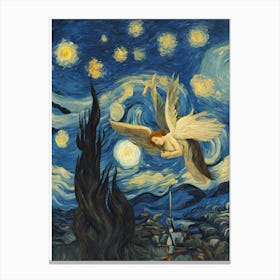 Sttary Night With Angel Canvas Print