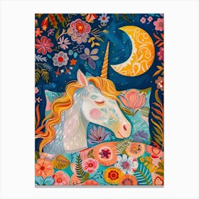 Unicorn Dreaming In Bed Fauvism Inspired 2 Canvas Print