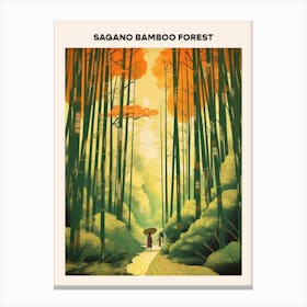 Sagano Bamboo Forest Midcentury Travel Poster Canvas Print