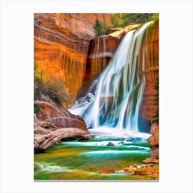 Calf Creek Waterfall, United States Nat Viga Style Canvas Print