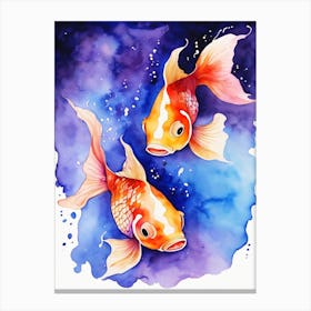 Twin Goldfish Watercolor Painting (31) Canvas Print