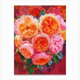English Roses Painting Rose In A Heart 3 Canvas Print