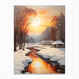 Sunset Over A River . 1 Canvas Print