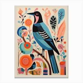 Colourful Scandi Bird Magpie 7 Canvas Print