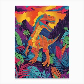Orange Jurassic Dinosaur Illustration Canvas Print