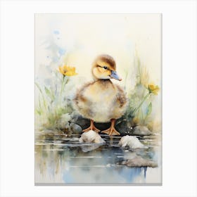 Duckling Mixed Media Paint Collage 6 Canvas Print