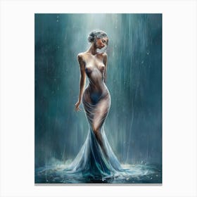 Woman In The Rain Canvas Print