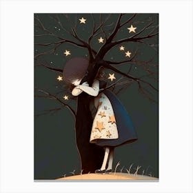 Girl Hugging A Tree Canvas Print