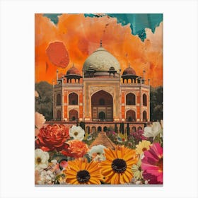 Delhi   Floral Retro Collage Style 1 Canvas Print