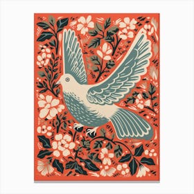 Vintage Bird Linocut Dove 3 Canvas Print