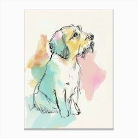 Minimalist Dog Line Illustration Pastel Watercolour Canvas Print