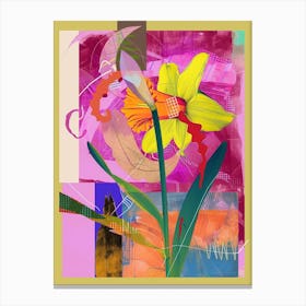 Daffodil 1 Neon Flower Collage Canvas Print