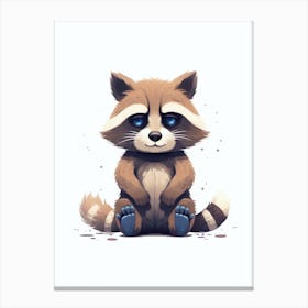 Raccoon Cute Illustration 7 Canvas Print