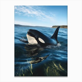 Realistic Photography Of Orca Whale Coming Out Of Ocean 3 Canvas Print