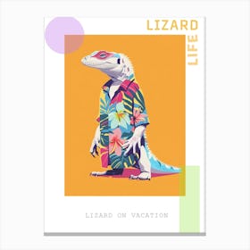 Lizard In A Floral Shirt Modern Colourful Abstract Illustration 3 Poster Canvas Print