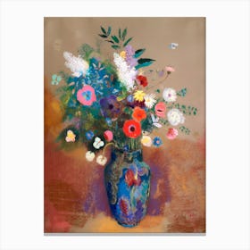 Flowers In A Blue Vase 3 Canvas Print