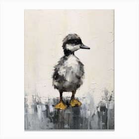 Black & Grey Abstract Duckling Gouache 2 Canvas Print
