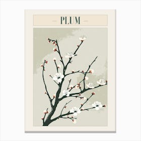 Plum Tree Minimal Japandi Illustration 3 Poster Canvas Print