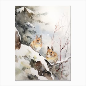 Winter Watercolour Pika 4 Canvas Print