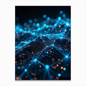 Abstract Net With Glowing Geometric Dots And Grid Waves Connecting Polygons In A Futuristic Infogra (2) Canvas Print