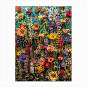 Wild Flowers Knitted In Crochet 3 Canvas Print