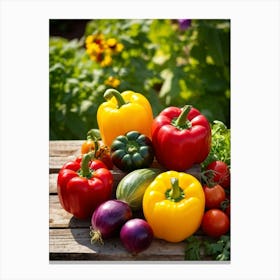 Assorted Vegetables Straight From The Garden Rich In Color And Variety Including Vibrant Red Tomat (3) Canvas Print