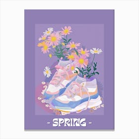 Spring Poster Retro Sneakers With Flowers 90s 2 Canvas Print