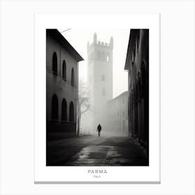Poster Of Parma, Italy, Black And White Analogue Photography 1 Canvas Print