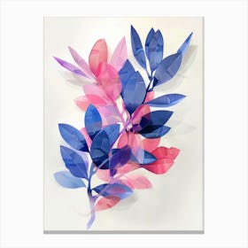 Blue And Pink Leaves 1 Canvas Print