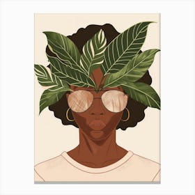 Afro-American Woman With Leaves On Her Head Canvas Print