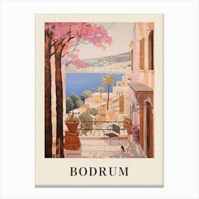 Bodrum Turkey 6 Vintage Pink Travel Illustration Poster Canvas Print